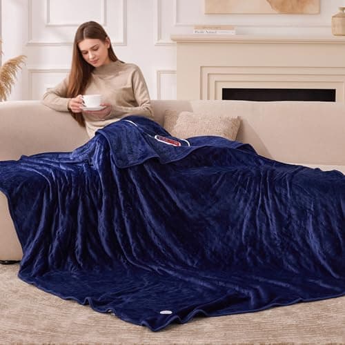 Lesguyor Heated Blanket Electric Twin 62''X84'' Heating Blanket Electric Blankets with 6 Heating Levels 1-12 Hours Auto Off Machine Washable Fast Heating Blankets, Ideal Gifts for Winter Cold Days