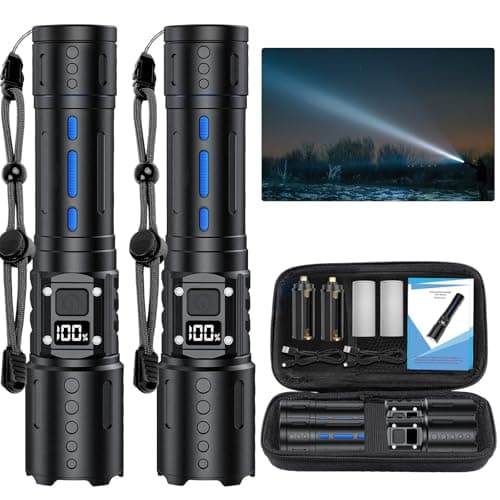 NetCan Flashlights High Lumens Rechargeable, Zoomable Rechargeable Super Bright Flashlight, 6 Mode Tactical Flashlight, High Powered, Waterproof Flash Lights for Camping