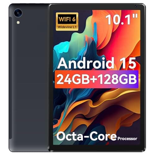 URAO Tablet,10.1" Android 15 Tablet with Octa-core Processor 24GB RAM 128GB ROM HD IPS Touchscreen 8H Battery, Wi-Fi 6, BT 5.0, Dual Camera, Android Tablets