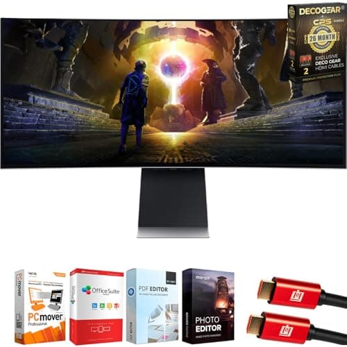 Samsung 34" Odyssey OLED G8 G85SD 175Hz 0.03ms Curved Gaming Monitor Bundle with Tech Smart USA Elite Suite 18, 2X 4K HDMI Cable & Deco Gear CPS Exclusive 26 Month Protection Pack (BEACH-CPS-261000)