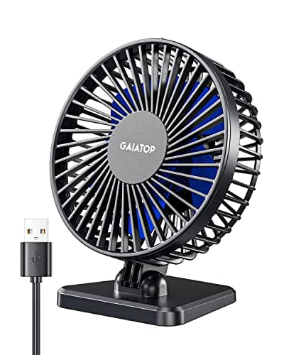 Gaiatop USB Desk Fan, Small But Powerful, Personal Portable Quiet 3 Speeds, Adjustable Mini Table Desktop fan for Cooling Home Office Car Summer Travel Gifts Blue