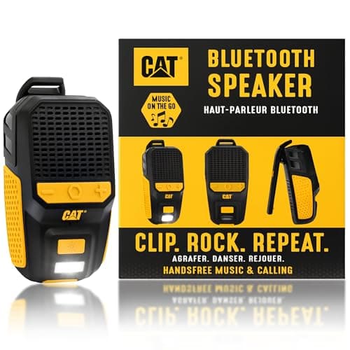 CAT Wearable Bluetooth Speaker | Clip-On Speaker with Built-in Mic for Jobsite, Construction, Outdoor | Water-Resistant | Hands-Free Calls & Music