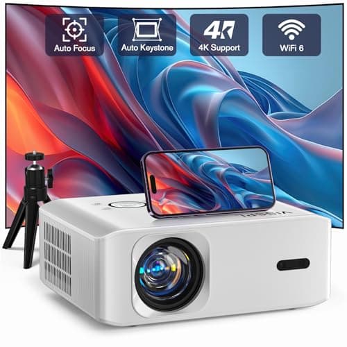 Smart 4K Projector, VISSPL Full HD 1080P Video Projector, Portable Outdoor Projector with Tripod, Kids Gift, Home Theater Movie Phone Projector Compatible with Android/iOS/Windows/TV Stick/HDMI/USB