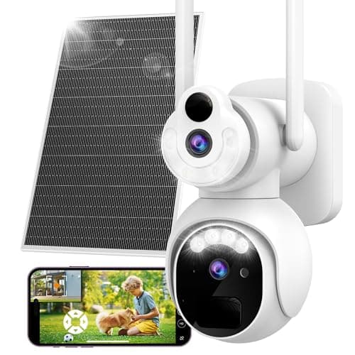 Dual Lens Solar Security Camera Wireless Outdoor, ICIGIWOX 2K WiFi Solar Outdoor Cameras for Home Security with Color Night Vision, PIR Human Detection, 2-Way Talk, Siren Alarm, IP66, SD/Cloud Storage