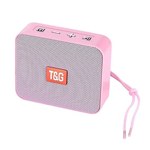 KENKUO Small Bluetooth Speaker - 172g Lightweight, Handheld Mini Speaker with Built-in FM Radio, Wireless for iPhone, Trips, Rooms & More - Pink Gift for Girls & Women