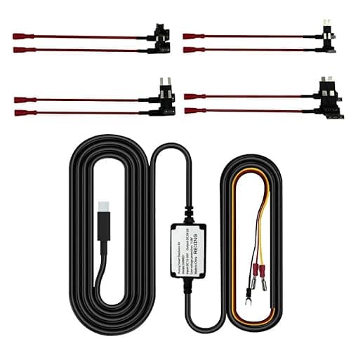 RexingUSA Type-C Dash Cam Hardwire Kit, 12V-30V to 5V/2A Charger, Includes 8 Fuse Tap Cables & Tool, 11.5ft