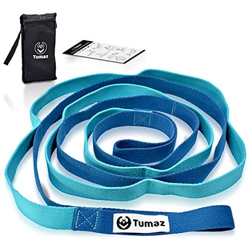 Tumaz Stretching Strap - 10 Loops & Non-Elastic Yoga Strap - Perfect Home Workout Stretch Strap for Physical Therapy, Yoga, Pilates, Flexibility