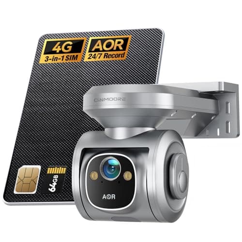 CINMOORE 24/7 Recording 4G LTE Cellular Security Camera Outdoor, No WiFi Needed, PTZ Free AI Tracking, 2.5K Solar Powered Surveillance Camera, Color Night Vision, SIM/64GB SD Card