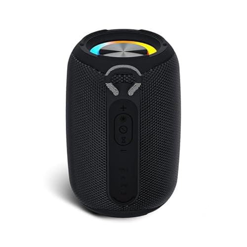 HEHE STYLI Mini Bluetooth Speaker, Outdoor Waterproof with RGB Flashing Lights, Compatible for PC, Laptop, Smartphones (Black)