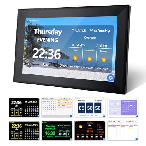 TIXINPO WiFi Smart Digital Clock with Weather and Temperature,with Date and Day of Week for Elderly,64 Alarms, Digital Calendar & Schedule Reminders (10.1" Black)