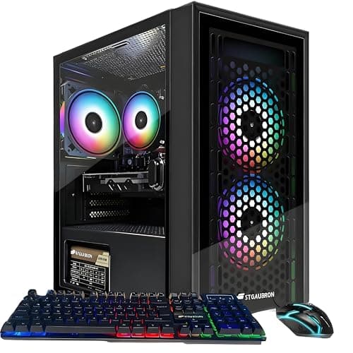 STGAubron Gaming PC Computer Desktop, Radeon RX 560 4G GDDR5, Intel Core i5 up to 3.6G, 16G RAM, 512G SSD, WiFi 6, BT 5.0, RGB Fan x 3, Windows 11 Home