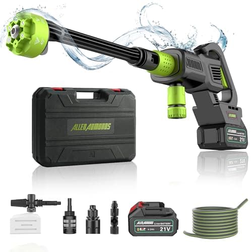 Cordless Pressure Washer, 900PSI Power Washer Gun wtih Rechargeable 4.0Ah Battery, Portable Cordless Power Washer with 3 Power Level Touch Screen, 6-in-1 Nozzle, Pressure Washer for Cars/Yard