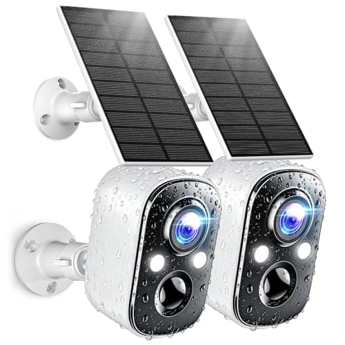 Techage Solar Security Cameras Wireless Outdoor, 2K Battery Powered WiFi Cameras for Home Security with AI Motion Detection, Color Night Vision, 2-Way Talk, IP66 Waterproof, Cloud/SD Storage 2 Pack