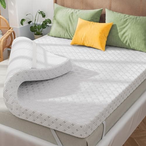 Qocismile Queen Mattress Topper,Gel Memory Foam Mattress Topper 3 inch Queen Size Bed Topper,High Density Mattress Pad,Bamboo Rayon Soft Cover Removable,Non-Slip & Zipper,Elastic Straps Fits 6"-21"