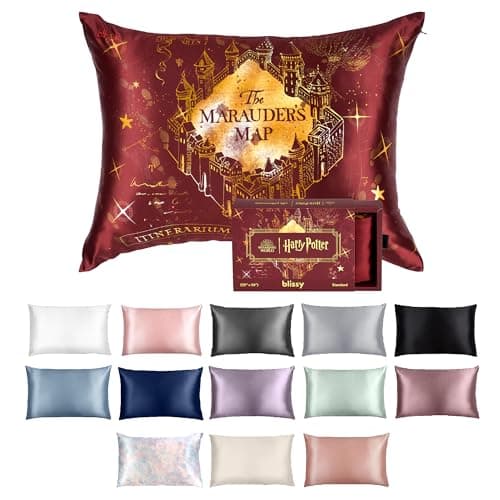 Blissy Silk Pillowcase - 100% Pure Mulberry Silk - 22 Momme 6A High-Grade Fibers - Silk Pillow Cover for Hair & Skin - Regular, Queen & King (Harry Potter - Marauder's Map, King)