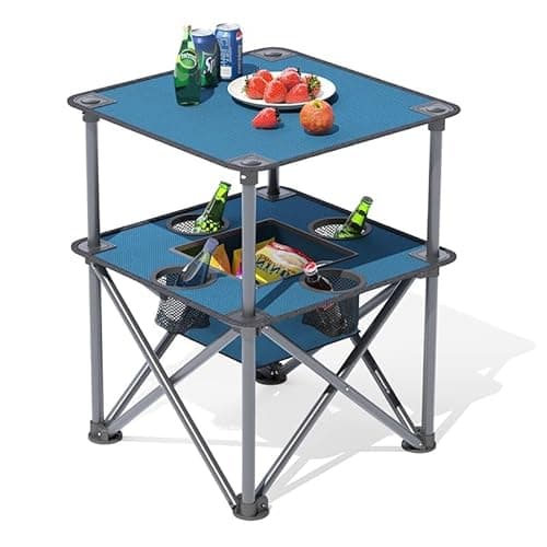 ZXFODX Folding Camping Table,Beach Tables for Sand Foldable,Camp Table,Comes with 4 Cup Holders and Storage Bags,Quick Unfolding and Folding,Suitable for Camping
