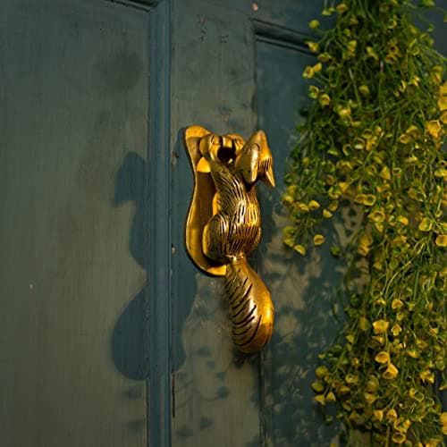 Indian Shelf Brass Squirrel Door Knocker for Main Door - Gold Door Brass Decoration - Victorian Style Main Door Accessories Items - 16.51 Cm