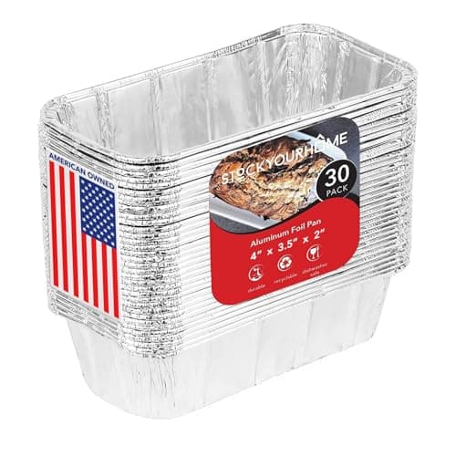 Stock Your Home 1 Lb Aluminum Foil Mini Loaf Pans (30 Pack) Disposable Small Loaf Pan – 1 Pound Baking Tin Liners, Perfect to Bake Cakes, Bread Loaves, and Meat - 6 x 3.5 x 2