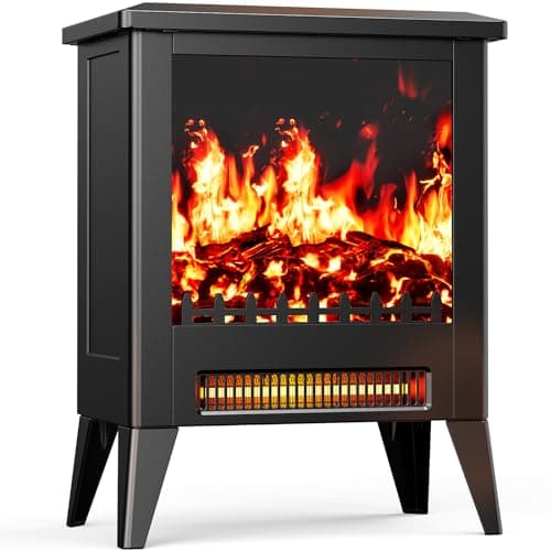 Silonn Electric Fireplace Heater, Quick Heating Portable Low Noise Fireplace with Temp Control, CSA Certified,18” Electric Fire Place with Overheat Protection Function for Living Room, Bedroom, Black