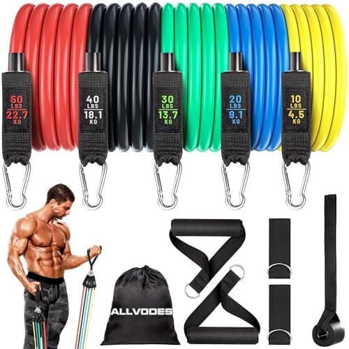 Resistance Band Set for Men and Women, Workout/Exercise Bands with Door Anchor, Handles