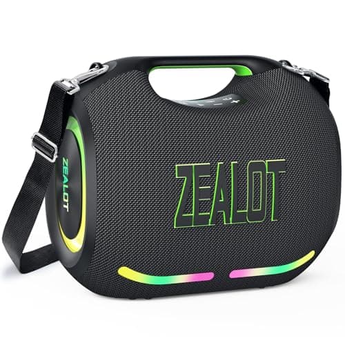 ZEALOT ZE01 Portable Bluettoth Speaker,120W Powerful Loud Stereo Deep Bass Wireless Boombox,Large Speakers for Party Support Dual Pairing/AUX/USB/TF Card/EQ/40H Playtime/Led Light Ideal for Camping