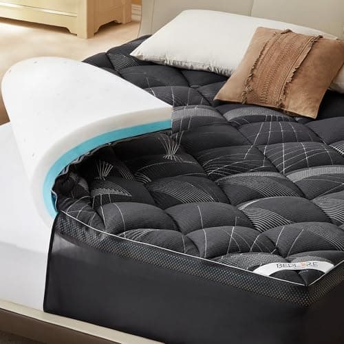 Bedlore 4-Inch King Mattress Topper for Back Pain - Dual Layer Medium Support (2" Gel Memory Foam + 2" Cooling Fluffy Pillow Top Pad), Breathable & Pressure Relief (Gray)