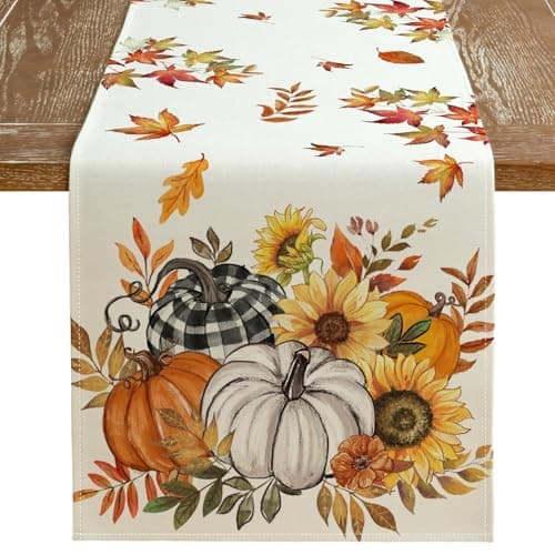 ARKENY Fall Pumpkin Orange Table Runner 13x72 Inches, Thanksgiving Holiday Indoor Outdoor Table Decoration for Home