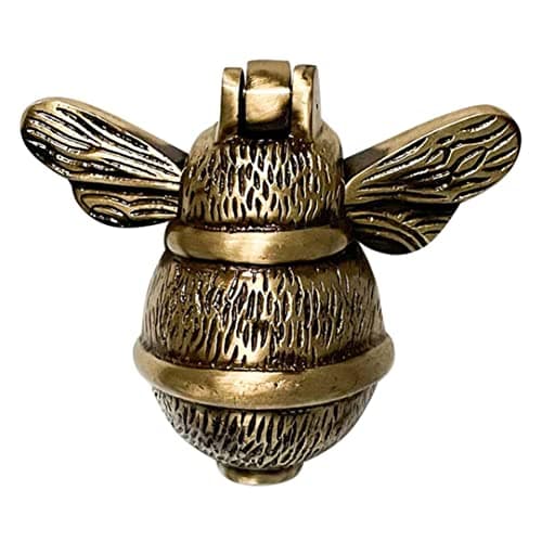 Solid Brass Antique Black Finish Bumblebee Door Knocker for Front Door 4x4.5. Handmade Delightful Detail at an Affordable Price. Unique Pear Shape. A Symbol of Good Fortune