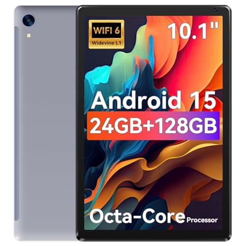URAO Tablet,10.1" Android 15 Tablet with Octa-core Processor 24GB RAM 128GB ROM HD IPS Touchscreen 8H Battery, Wi-Fi 6, BT 5.0, Dual Camera, Android Tablets