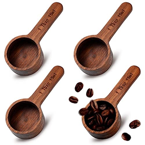 Skyley 4 Pcs Coffee Wooden Scoop for Canisters Jars 15ml 1 Tablespoon Small Coffee Scoop for Ground Caf Walnut Wood Measuring Spoons Home Kitchen Accessories for Beans, Tea, Sugar, Bath Salt