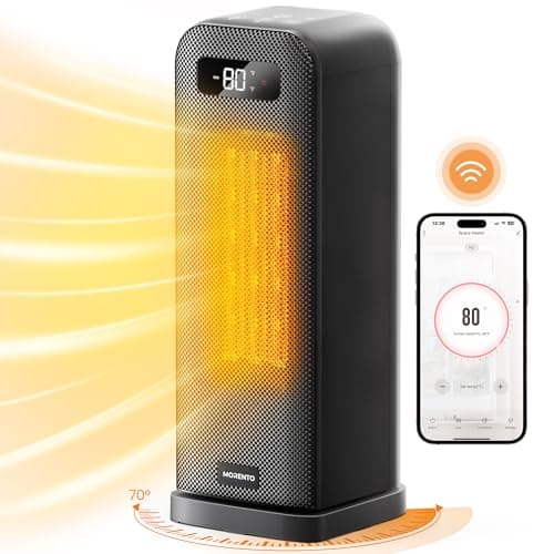 MORENTO Space Heater for Indoor Use, 1500W Electric, Wi-Fi & Voice Control, Quiet, Smart, Office, Bedroom, Home, Portable, Black