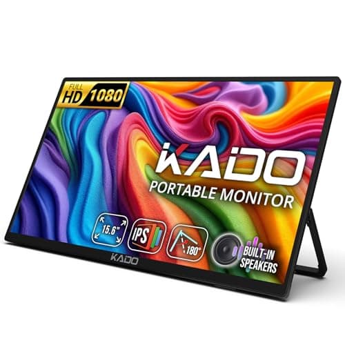 Kado 15.6" Full HD Portable Monitor, Second Display IPS 1920x1080 HDMI USB-C Laptop Screen Extender, 180° Adjustable Kickstand, Wall/Arm Mount for PC, Mac, Phone, Dex, Tablet, Xbox, PS4/PS5 and Switch