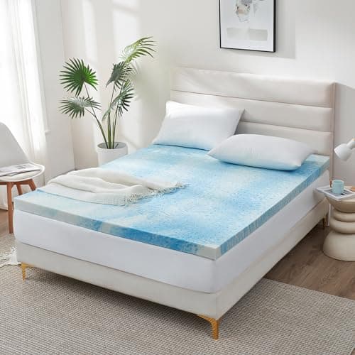 2 Inch Mattress Topper Twin(39"×75"), Cooling Gel Infused Bed Toppers for Twin Size Bed, Soft Mattress Pads for Sleeper Sofa, RV, Camper, CertiPUR-US Certified, Gradient Blue