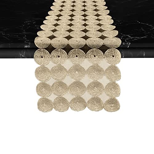 Elegant Comfort Embroidery Misho Table Runner - Dresser Scarf for Home Dining Room - Crochet Tabletop Decoration, Kitchen Dining Table Decoration for Indoor and Outdoor, 16 X 36 Inches, Gold