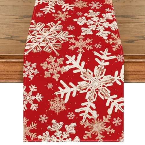 Artoid Mode Red Snowflakes Christmas Table Runner, Winter Holiday Kitchen Dining Table Decoration for Home Party Decor 13x72 Inch
