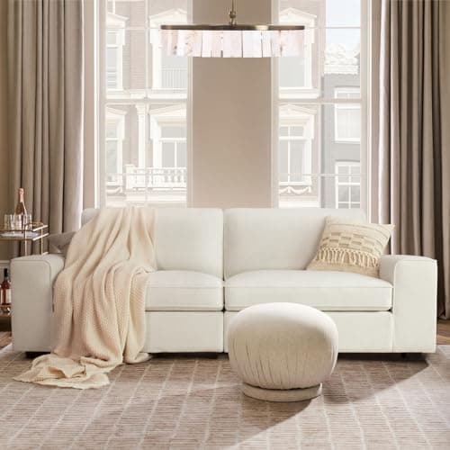 HOMERILLA 88.58" Modern Sofas for Living Room Plush Chenille Loveseat Sofas & Couches with Square Wide Armrest and Removable Sofa Cushion Cream White