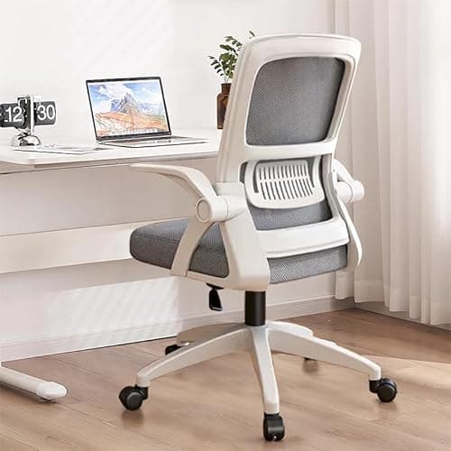 XUEGW Office Chair, Ergonomic Desk Breathable Mesh Swivel Chair with Flip-Up Arms and Lumbar Support Computer for Home Office