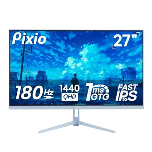 Pixio PX278 Wave Blue 27 inch 180Hz Refresh Rate Quad HD 1440p Resolution AMD FreeSync Fast IPS Panel 1ms GTG Response Time Built-in Speakers Gaming Monitor