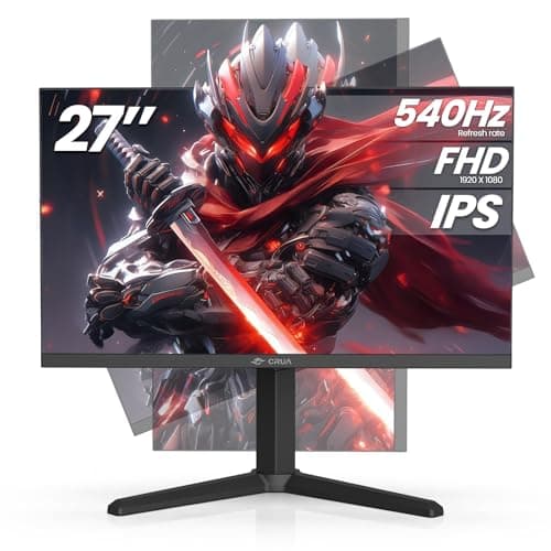 CRUA 27” 540Hz Gaming Monitor, IPS FHD(1920x1080P), AMD FreeSync, 120% sRGB, Height/Pivot/Rotating/Tilt Adjustable Vertical Monitor, HDMI 2.1 + DP 1.4, Wall Mount Install-Black