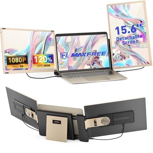 Maxfree S6 Laptop Screen Extender, 15.6'' 1080P FHD Monitor Extender, 11 Display Modes, Plug & Play, Detachable Screen Triple Monitor for Laptop 13"-17.3", Compatible with Mac/Windows/Android/Switch