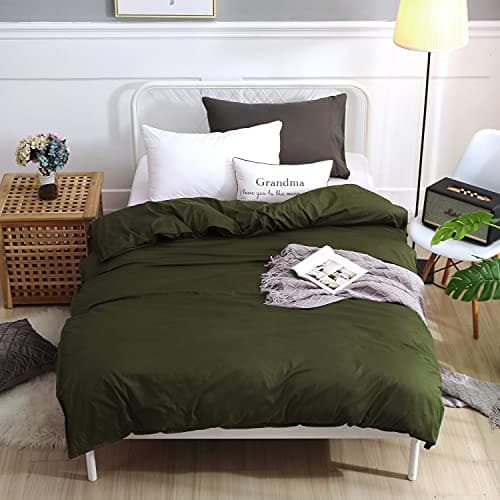 F.Y.Dreams Weighted Blanket Duvet Cover 60x80 inches with 8 Ties,Zipper on Long Side/100% Cotton, Amy Green/Just Duvet Cover