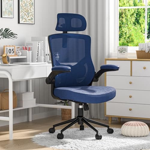 Ergonomic Office Desk Chair with Waterfall Seat and S-Shaped Back for Back and Leg Pressure Relief, Adjustable Headrest for Neck Support, Comfortable for 8+ Hours of Sitting