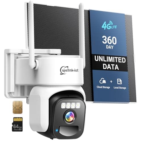 4G LTE Cellular Solar Security Camera Wireless Outdoor, No WiFi surveillance camera, PIR Motion Sensor, Human Tracking, 360° Live View, 2 Way Talk, 2K Color Night Vision, 360 day unlimited data