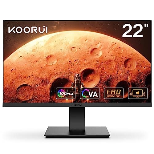 KOORUI 22 Inch Computer Gaming Monitor, FHD 1080P Desktop Display with Speaker, 100Hz Ultra Thin Bezel/Eye Care/Ergonomic Tilt, HDMI VGA Ports LED Monitor for PC, VESA Mounting
