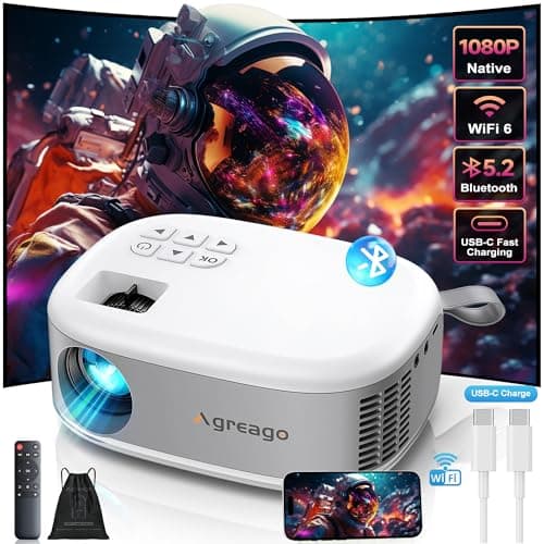 15000 Lumens Outdoor Movie Projector - Native 1080P HD Portable Projector with WiFi 6/Bluetooth 5.2, Compatible with iPhone, Android, Fire Stick, PS5, Xbox(USB-C Cable) ±15° Keystone