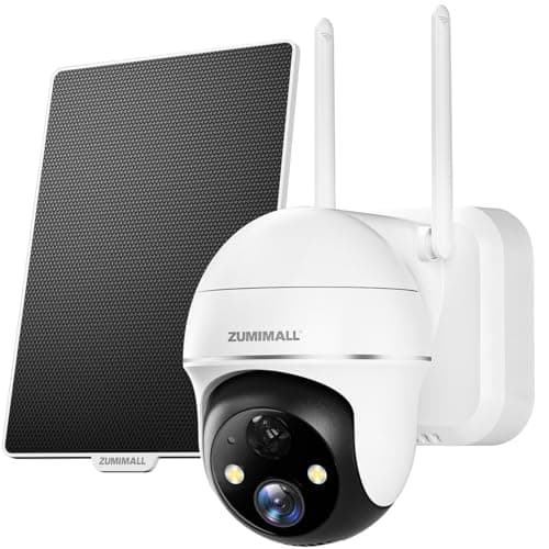 ZUMIMALL Solar Security Cameras Wireless Outdoor, 360° View Outdoor Camera Wireless Solar Powered,2.4G WiFi,2K/3MP Color Night Vision,2-Way Talk, PIR Motion Alert, Cloud Storage, Work with Alexa