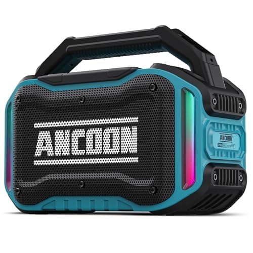 ANCOON Speakers Bluetooth Wireless: 80W(Peak) Loud Speaker with Bass, 20H Playtime, IPX6 Waterproof, Large Jobsite Speakers for Work, Outdoor, Workshop, Garage, Portable Speaker with TWS (Sky Blue)