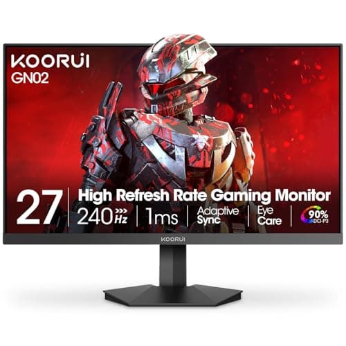 KOORUI 27 inch Gaming Monitor, 240Hz Monitor, 1ms FHD 1080p, Adaptive Sync, 90% DCI-P3 HDMI 2.0/DP 1.4, Xbox PS5 Switch Ready, VESA, Tilt, Black, GN02