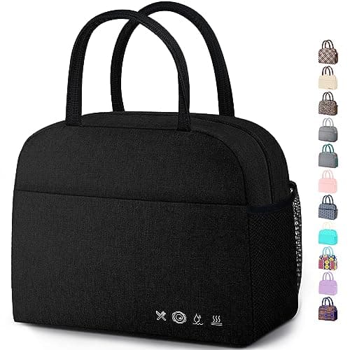 DALINDA Lunch Bag Lunch Box for Women Men Reusable Insulated Lunch Bags,Water-Resistant Cute Cooler Lunch Tote Bag, Large Capacity for Work Travel Picnic,Black