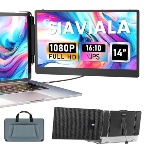 siaviala Laptop Screen Extender, 14" Dual Portable Monitor for Laptops 13-17", 1080P FHD IPS Display HDMI/USB-C Travel Monitor Extender for Wins Mac Chrome Switch PS5, Plug&Play